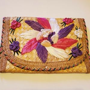 Woven straw clutch